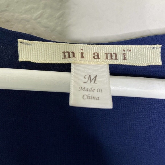 Miami Navy Gold Sequin Button Back Blouse Sz M - Picture 10 of 10